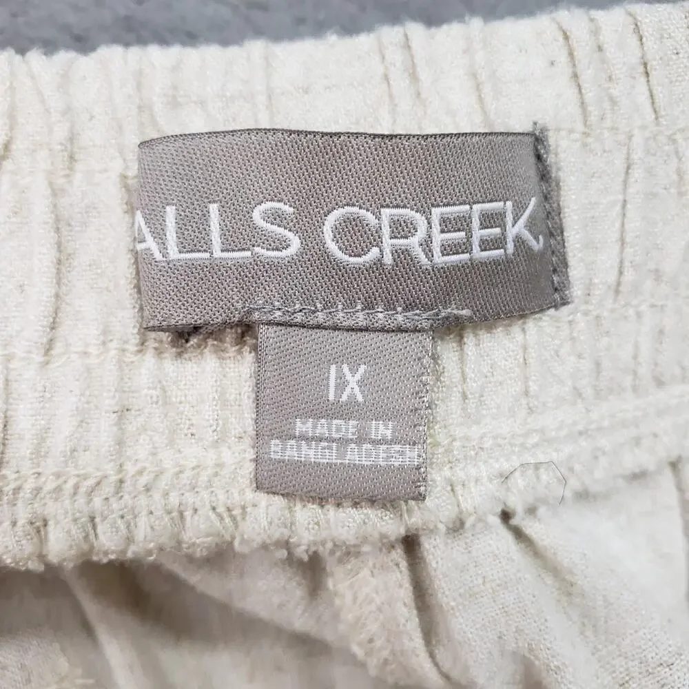 Falls Creek Womens 1X Beige Linen Blend Lounge Pants Wide Leg Drawstring NWT - Picture 13 of 15